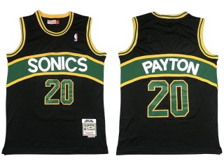 M&N Seattle SuperSonics #20 Gary Payton Black 1995-96 Hardwood Classics Jersey