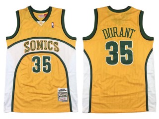 M&N Seattle SuperSonics #35 Kevin Durant Yellow 2007-08 Hardwood Classics Jersey