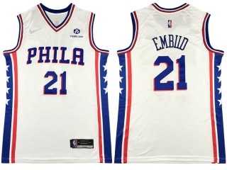 Philadelphia 76ers #21 Joel Embiid White 75th Anniversary Swingman Jersey