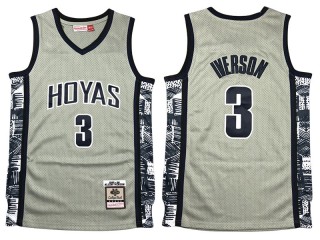 M&N Georgetown Hoyas #3 Allen Iverson Gray Throwback Jersey