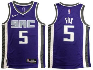 Sacramento Kings #5 De'Aaron Fox Purple Fastbreak Replica Jersey