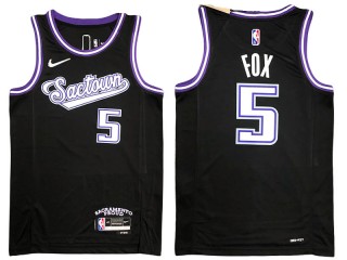 Sacramento Kings #5 De'Aaron Fox Black City Edition Fastbreak Replica Jersey