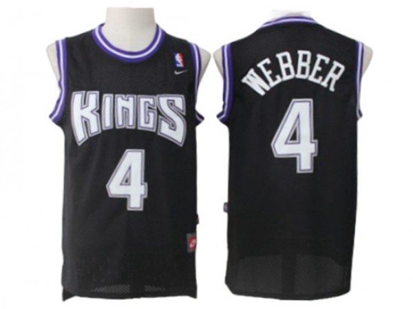 Sacramento Kings #4 Chris Webber Black Throwback Jersey
