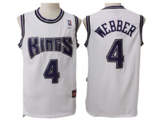 Sacramento Kings #4 Chris Webber White Throwback Jersey