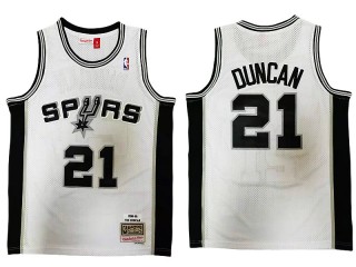 M&N San Antonio Spurs #21 Tim Duncan White 1998/99 Hardwood Classics Jersey