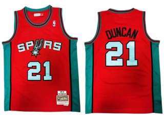 M&N San Antonio Spurs #21 Tim Duncan Red Reload 1998/99 Hardwood Classics Jersey