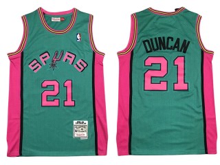 M&N San Antonio Spurs #21 Tim Duncan Green Reload 1998/99 Hardwood Classics Jersey