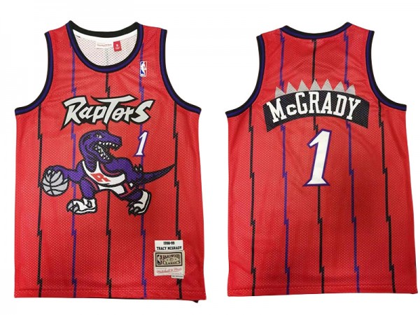 M&N Toronto Raptors #1 Tracy McGrady Red 1998/99 Hardwood Classics Jersey