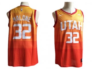 Utah Jazz #32 Karl Malone Yellow Multi Color City Edition Swingman Jersey