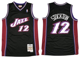 M&N Utah Jazz #12 John Stockton Black 1998/99 Hardwood Classic Jersey