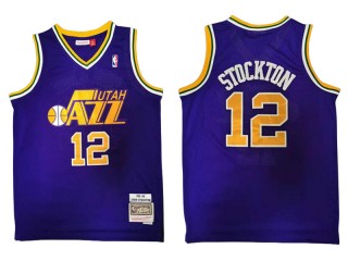 M&N Utah Jazz #12 John Stockton Purple 1991/92 Hardwood Classic Jersey