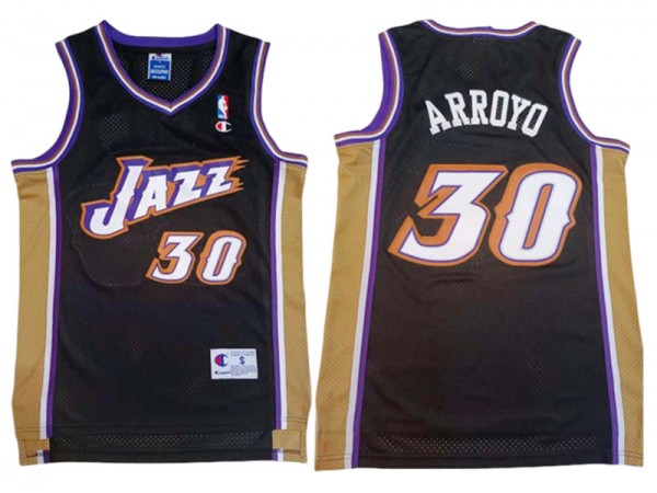 Utah Jazz #30 Carlos Arroyo Black Hardwood Classic Jersey