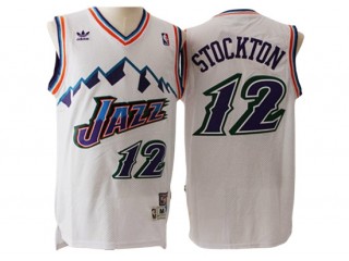 Utah Jazz #12 John Stockton White Hardwood Classic Jersey