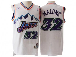 Utah Jazz #32 Karl Malone White Hardwood Classic Jersey