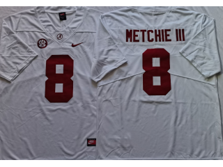 Alabama Crimson Tide #8 JOHN METCHIE III White Football Jersey
