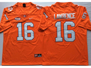 Clemson Tigers #16 Trevor Lawrence Orange Football Jersey