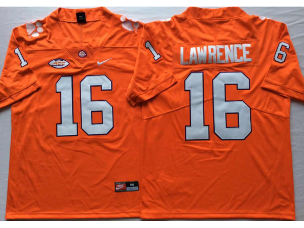 Clemson Tigers #16 Trevor Lawrence Orange Football Jersey