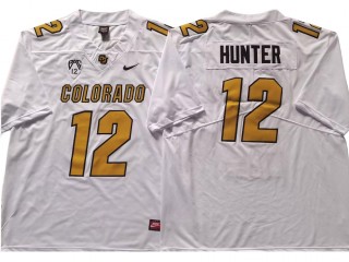 Colorado Buffaloes #12 Travis Hunter White/Gold Football Jersey