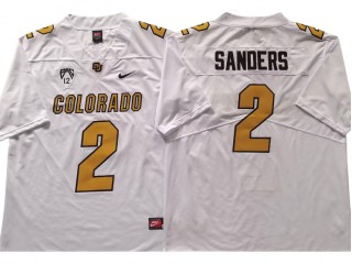 Colorado Buffaloes #2 Shedeur Sanders White/Gold Football Jersey