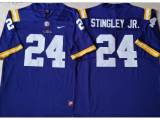 LSU Tigers #24 Derek Stingley JR. Purple Football Jersey