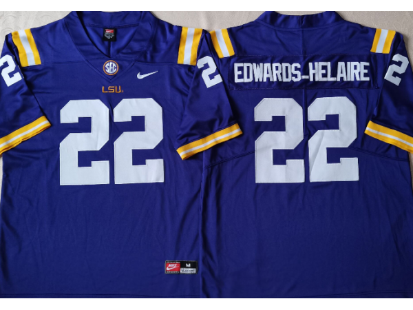 LSU Tigers #22 Clyde Edwards-Helaire Purple Football Jersey