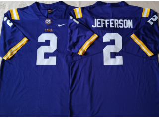 LSU Tigers #2 Justin Jefferson Purple Football Jersey