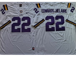 LSU Tigers #22 Clyde Edwards-Helaire White Football Jersey