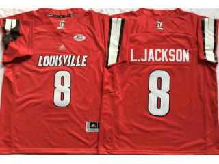 Louisville Cardinals #8 Lamar Jackson Red Football Jersey