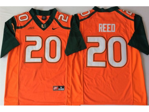 Miami Hurricanes #20 Ed Reed Orange Football Jersey