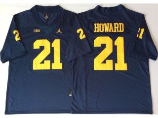 Michigan Wolverines #21 Desmond Howard Navy Football Jersey