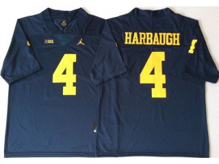 Michigan Wolverines #4 Jim Harbaugh Navy Football Jersey