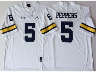 Michigan Wolverines #5 Jabrill Peppers White Football Jersey