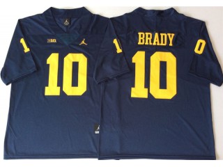 Michigan Wolverines #10 Tom Brady Navy Football Jersey