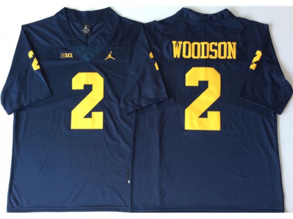 Michigan Wolverines #2 Charles Woodson Navy Football Jersey