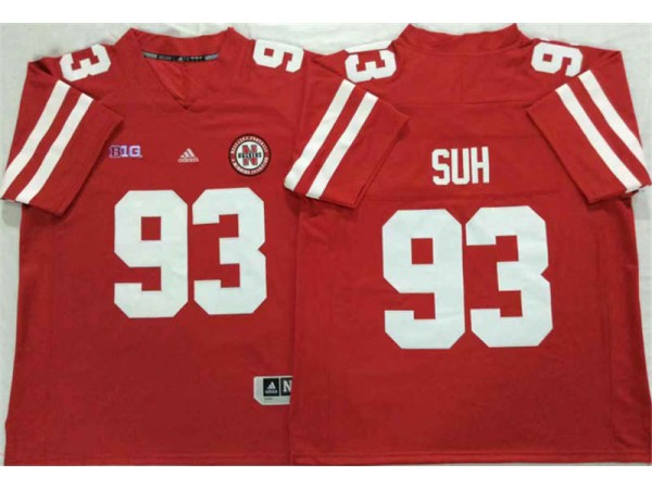 Nebraska Cornhuskers #93 Ndamukong Suh Red Football Jersey
