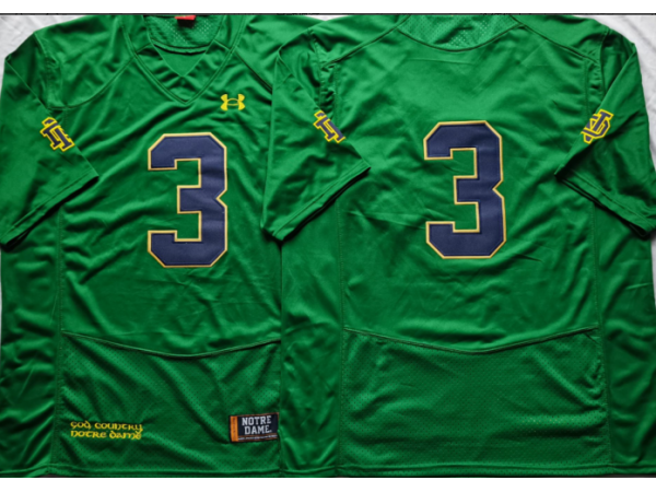 Notre Dame Fighting Irish #3 Green College Football Jersey