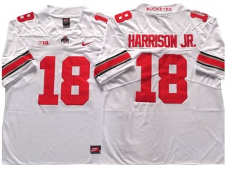 Ohio State Buckeyes #18 Marvin Harrison Jr. White Football Jersey