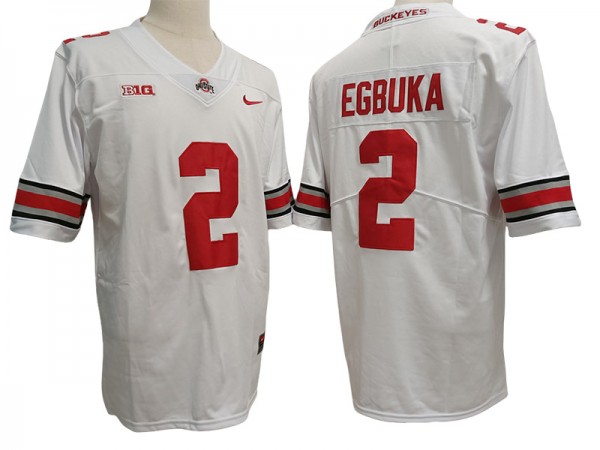 Ohio State Buckeyes #2 Emeka Egbuka White Jersey