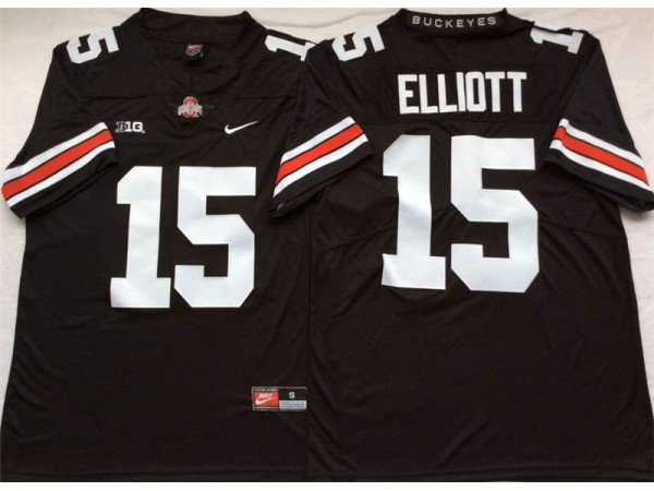 Ohio State Buckeyes #15 Ezekiel Elliott Black/White Football Jersey
