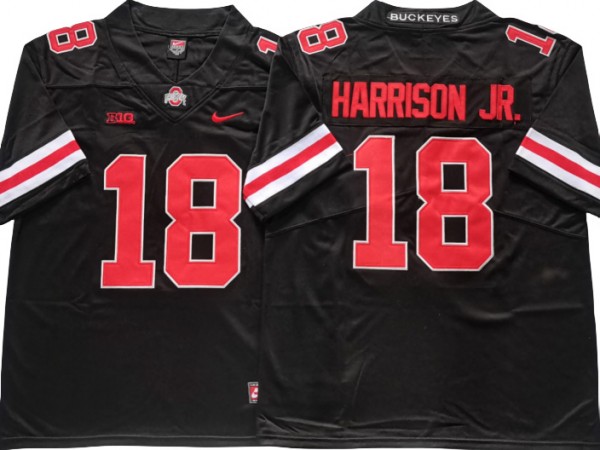 Ohio State Buckeyes #18 Marvin Harrison Jr. Black Football Jersey
