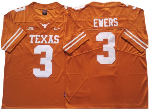 Texas Longhorns #3 Quinn Ewers Orange Football Jersey - Custom
