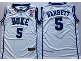 Duke Blue Devil #5 RJ Barrett White College Basketball Custom Jersey