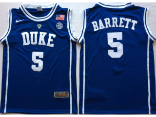 Duke Blue Devil #5 RJ Barrett Blue College Basketball Custom Jersey