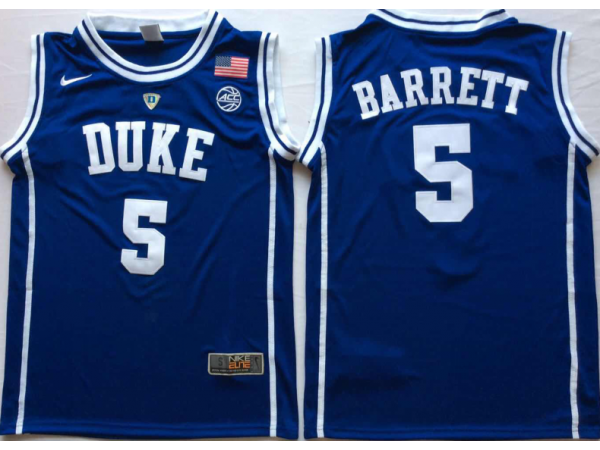 Duke Blue Devil #5 RJ Barrett Blue College Basketball Custom Jersey