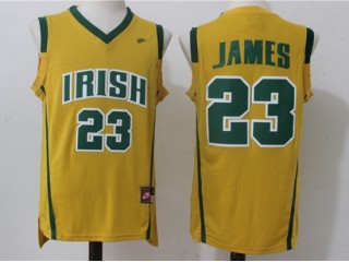 Irish High School #23 LeBron James Yellow Basketball Jersey - Custom