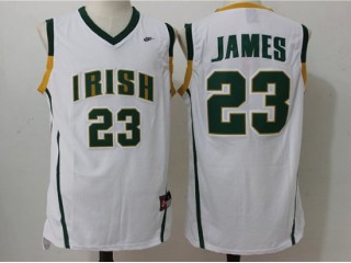 Irish High School #23 LeBron James White Basketball Jersey - Custom