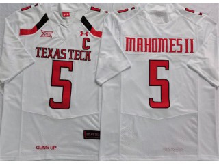 Texas Tech Red Raiders #5 Patrick Mahomes White Football Jersey