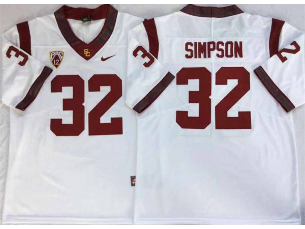 USC Trojans #32 O. J. Simpson White Football Jersey