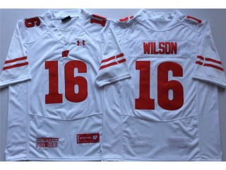 Wisconsin Badgers #16 Russell Wilson White Football Jersey