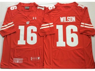 Wisconsin Badgers #16 Russell Wilson Red Football Jersey